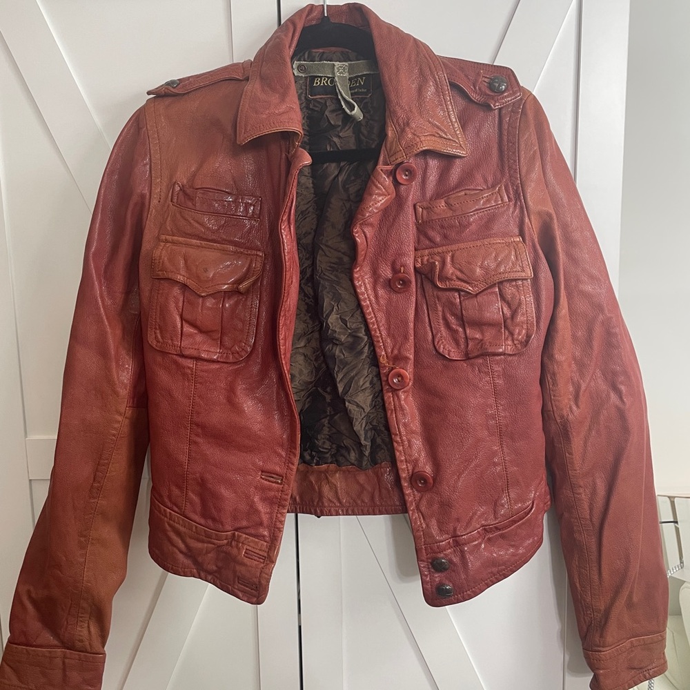 Brick Red Leather Jacket